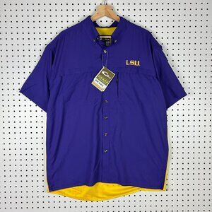 LSU Tigers Drake Short Sleeve Shirt Medium NWT Heat Vents Sportswear Purple Gold